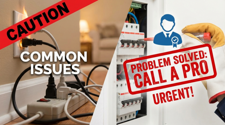 Problem Solved: Addresses common household electrical issues and emphasizes the need for professional help, highlighting urgency.